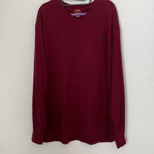 Polo Ralph Lauren Classic Fit V-Neck Long Sleeve Burgundy T-Shirt Men’s Size XL